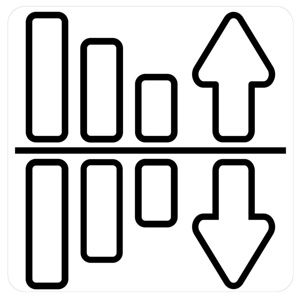 Evaluation and Bar chart in black line color vector