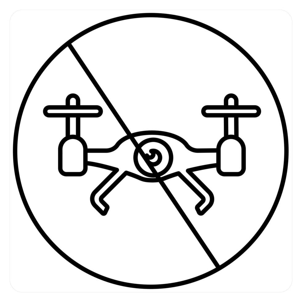Drone prohibited icon concept in black line color vector