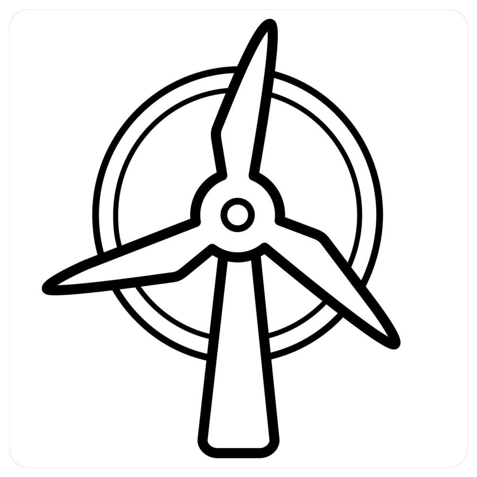 Wind Energy and recycling concept in black line color vector
