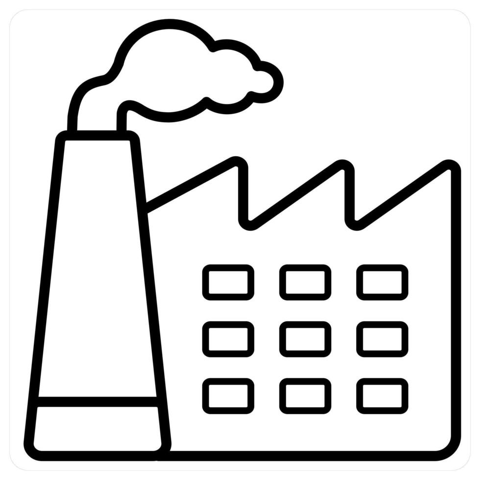 Factory Pollution and industry icon concept in black line color vector