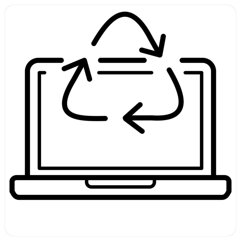 Electronic waste and recycle icon concept in black line color vector