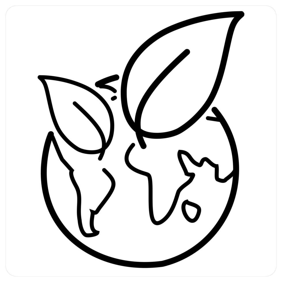 Ecology and environment in black line color vector