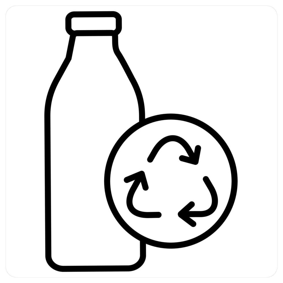 Recycled Bottle and ecology icon concept in black line color vector