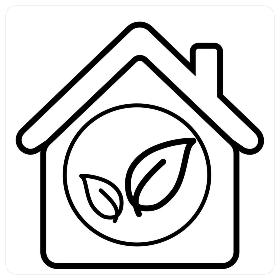 Eco House and ecology in black line color vector
