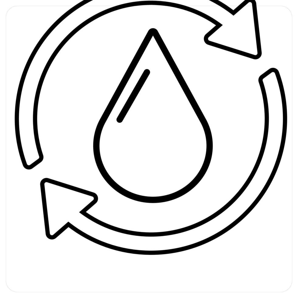 Water Recycling and recycle icon concept in black line color vector