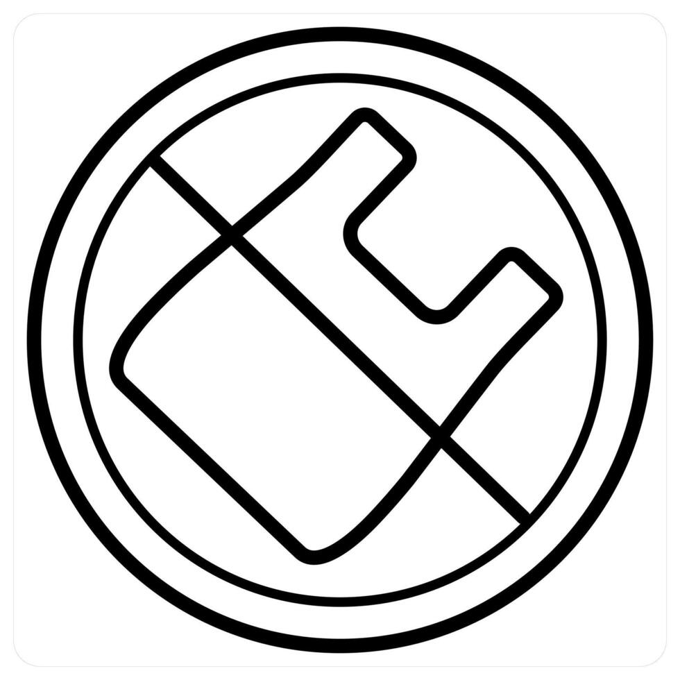 Plastic Prohibited and forbidden icon concept in black line color vector