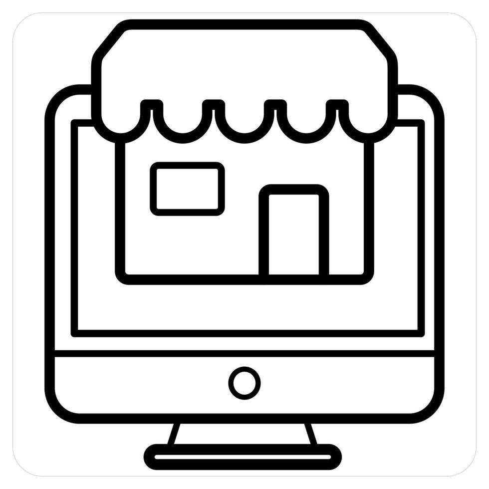 Online Shopping and shopping icon in black line color vector