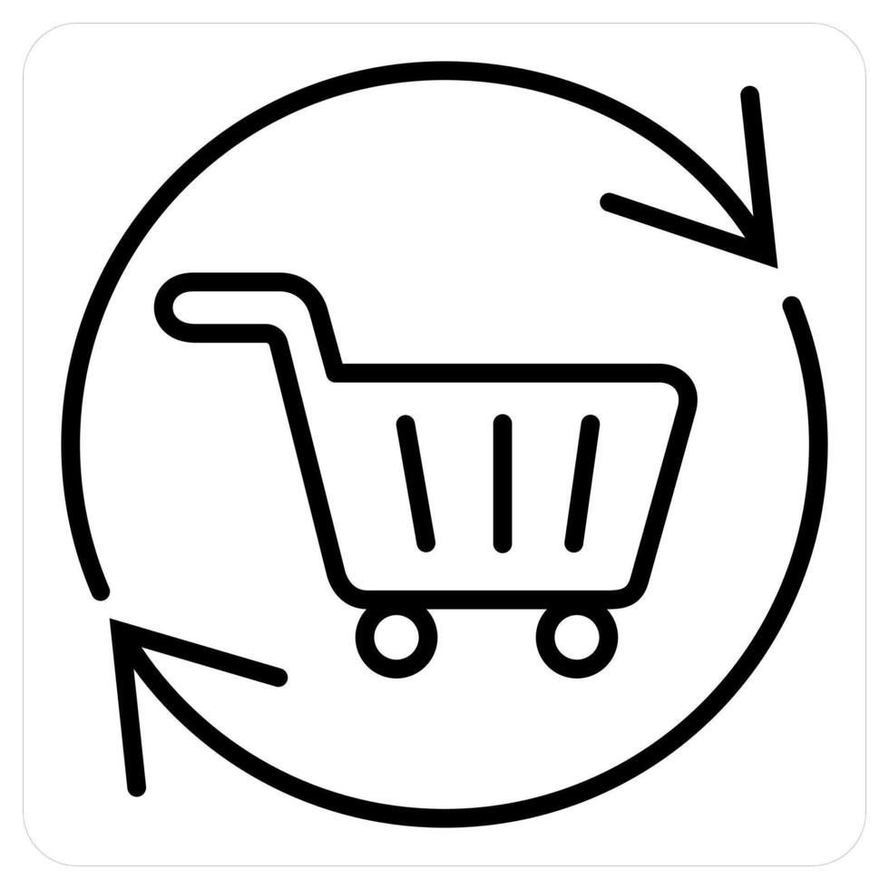 Cart Update and update icon concept in black line color vector