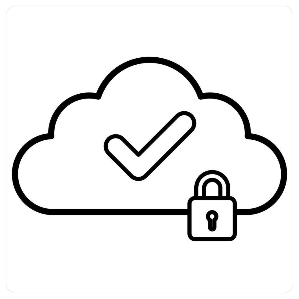 Cloud Security icon concept in black line color vector