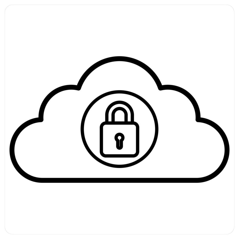 Cloud Security icon in black line color vector