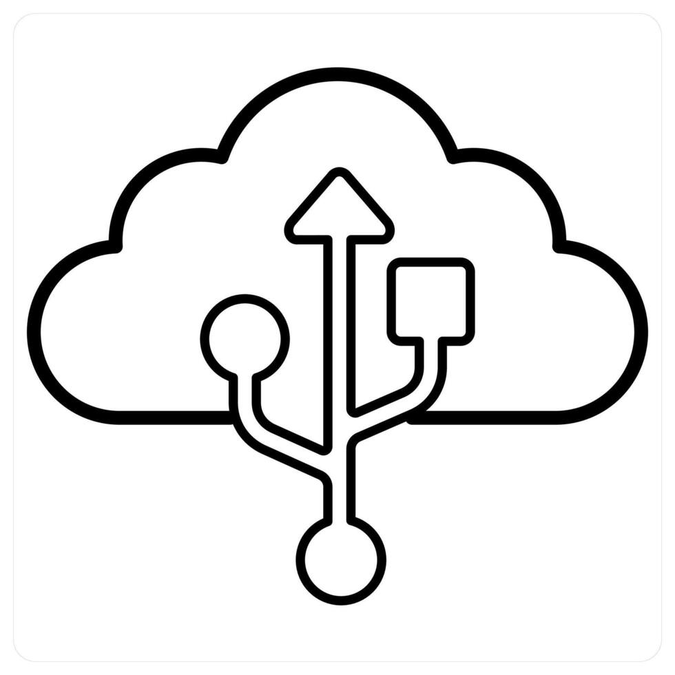 Cloud Connection icon concept in black line color vector