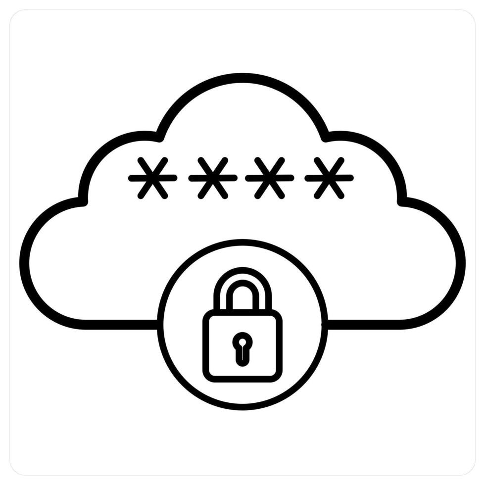Cloud Encryption icon concept in black line color vector