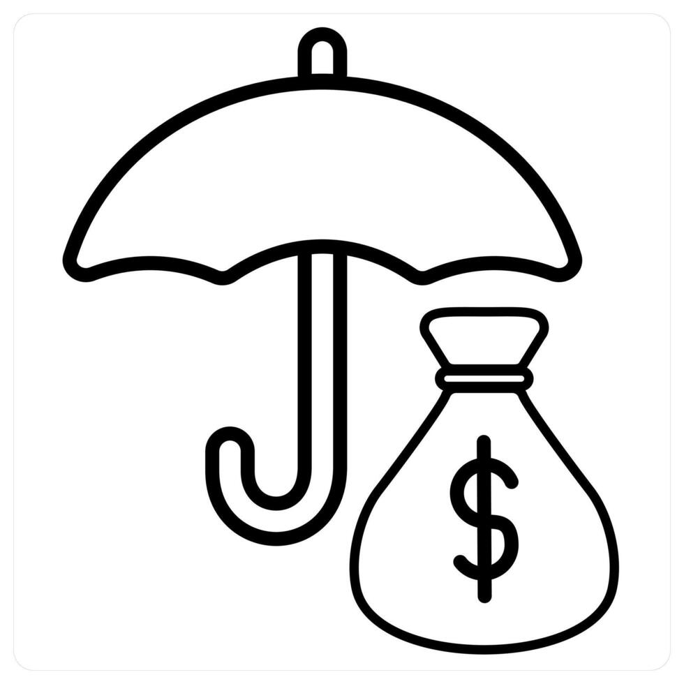 Investment Insurance icon concept in black line color vector