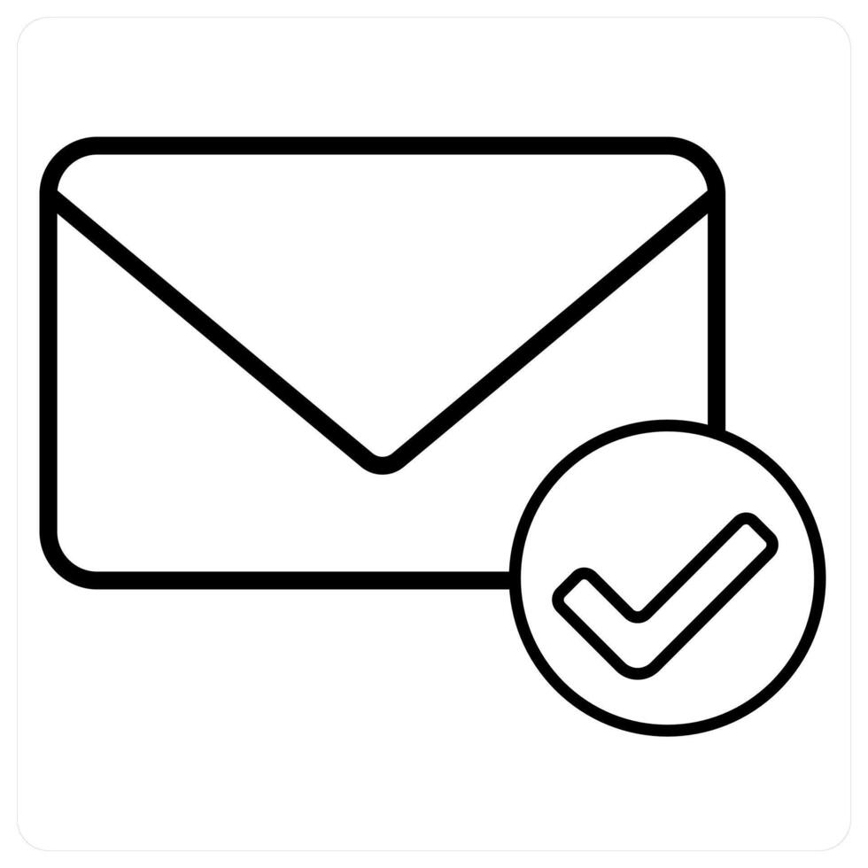 Verified Message icon concept in black line color vector