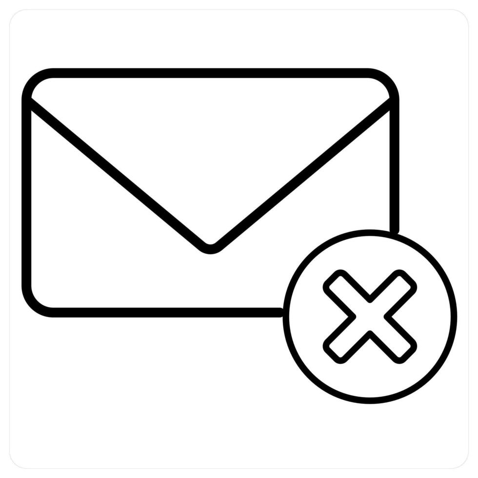 Delete Message icon concept in black line color vector