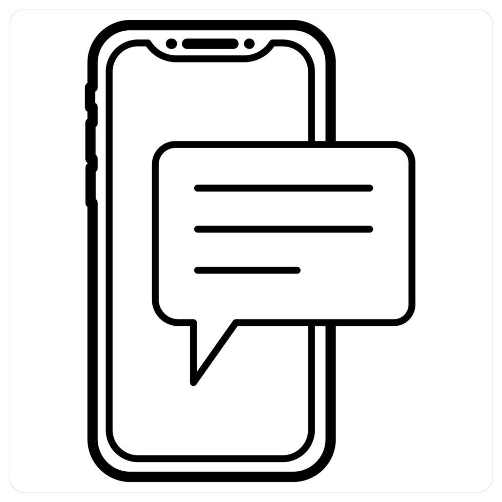 Mobile Chat icon concept in black line color vector