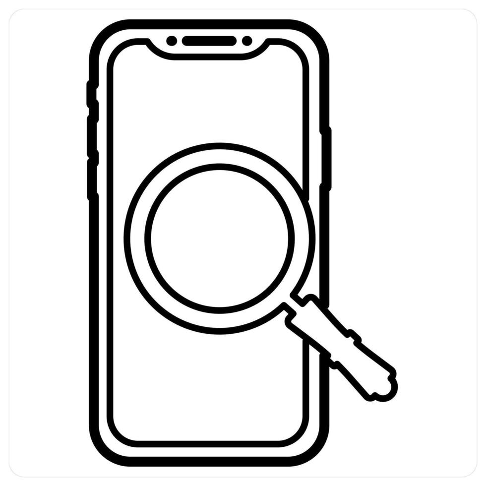 Mobile Search icon concept in black line color vector