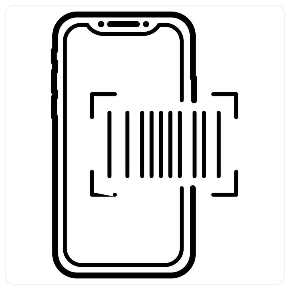Mobile Code Bar icon concept in black line color vector