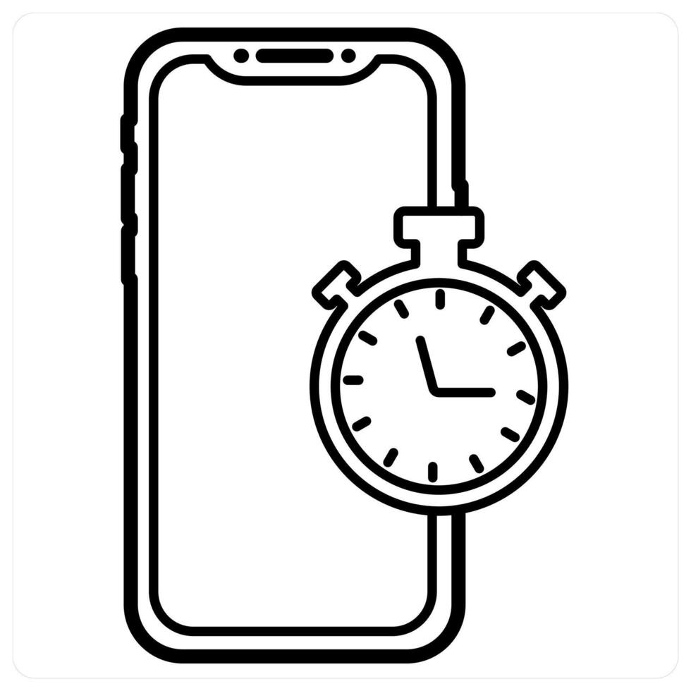 Mobile Watch icon concept in black line color vector