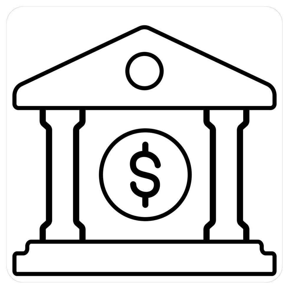 Finance Bank and banking icon concept in black line color vector