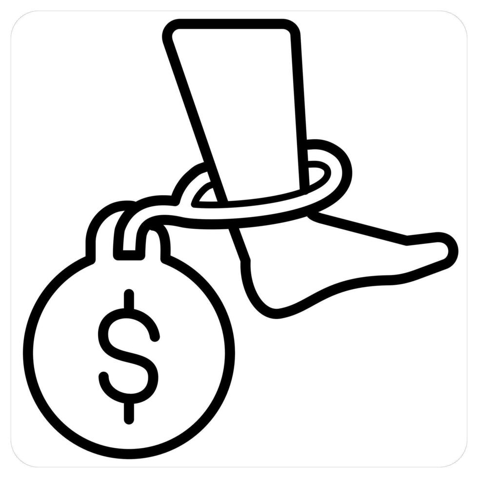 Debt and loan icon concept in black line color vector