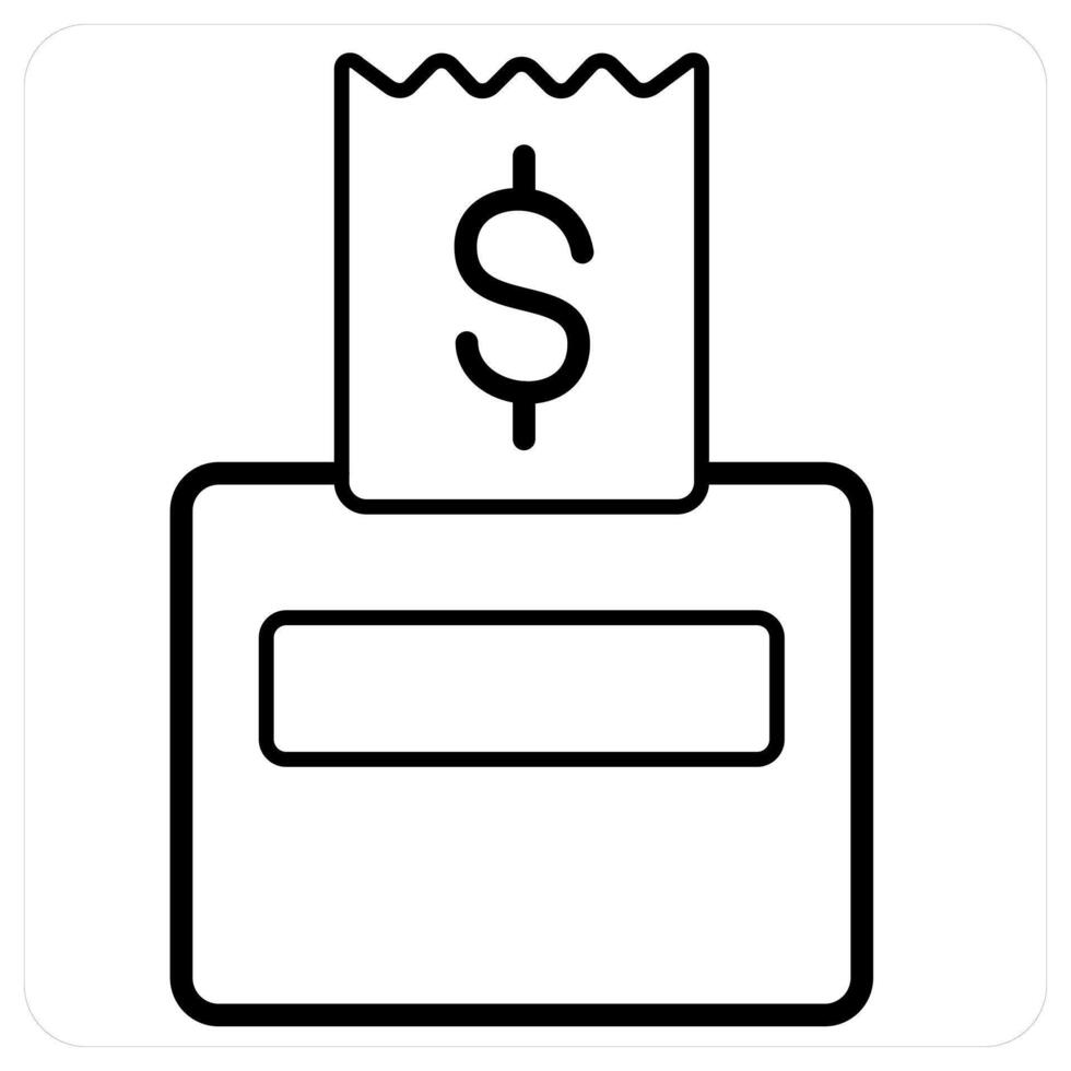 Bill Receipt and receipt icon in black line color vector