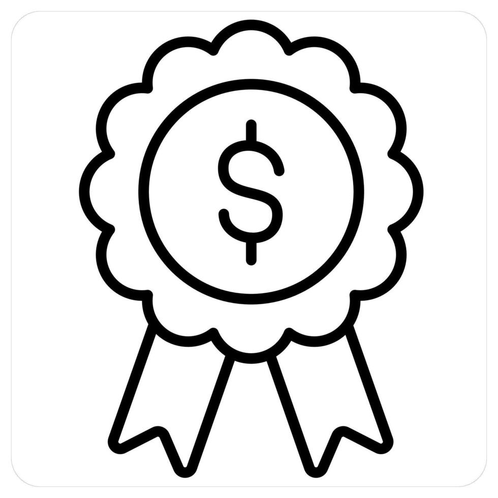 Profit Award and profit icon concept in black line color vector