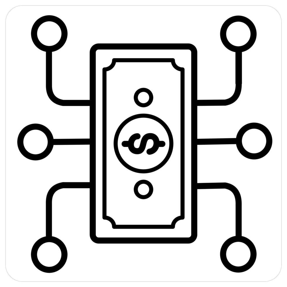 Cash Flow icon concept in black line color vector