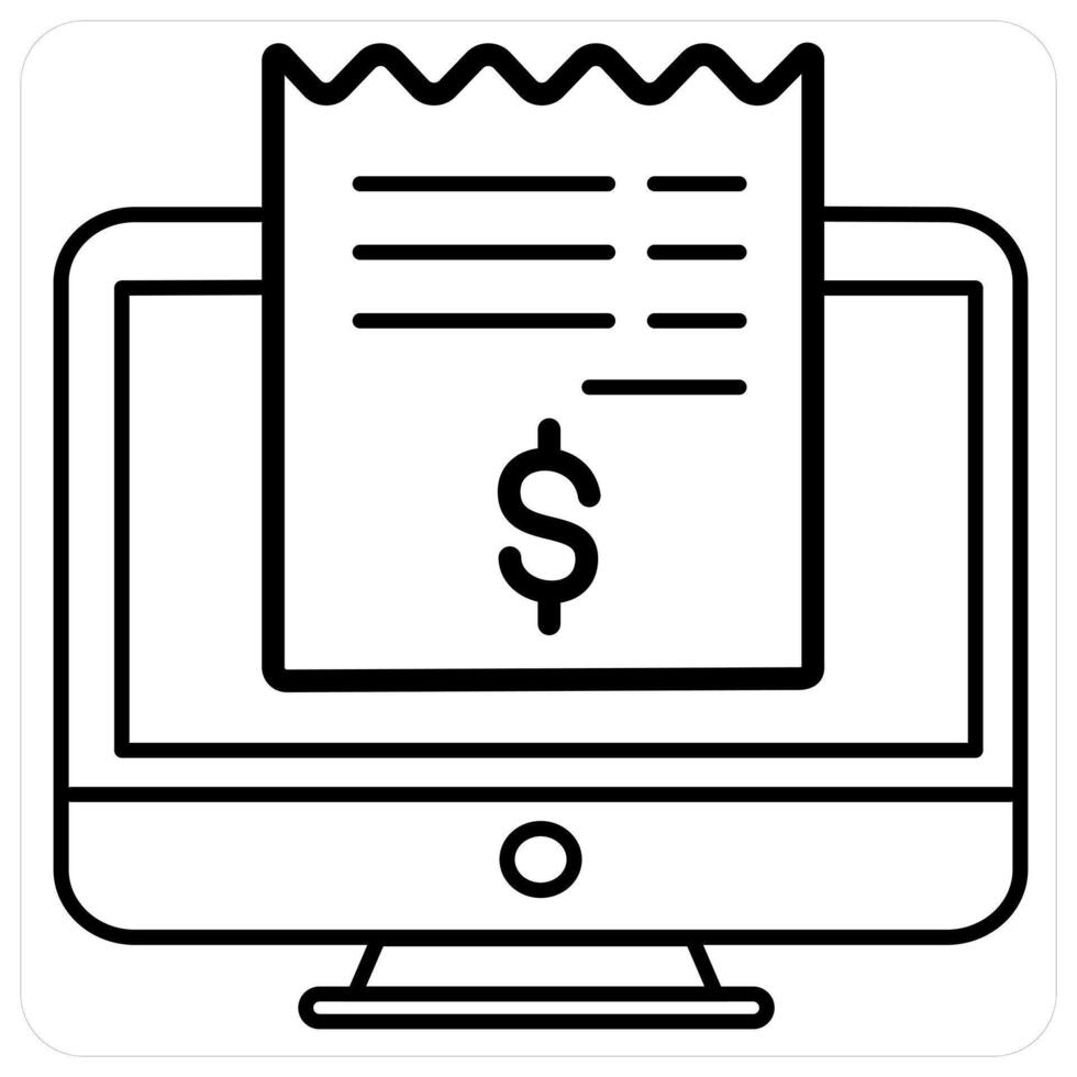 Online Receipt and online revenue icon concept in black line color vector