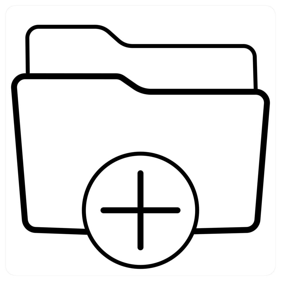 Add Folder and Folder icon concept in black line color vector