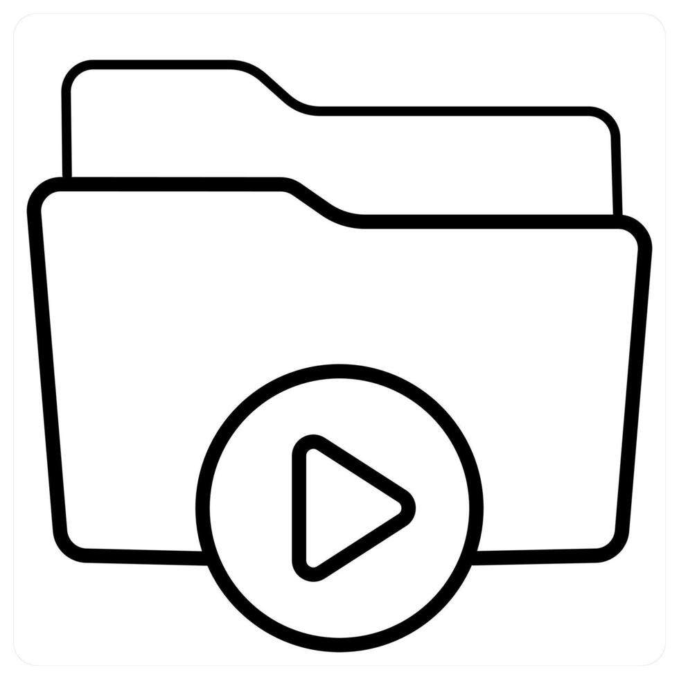 Folder and Folder icon concept in black line color vector