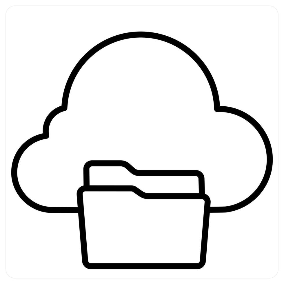 Cloud Sharing and Folder icon concept in black line color vector