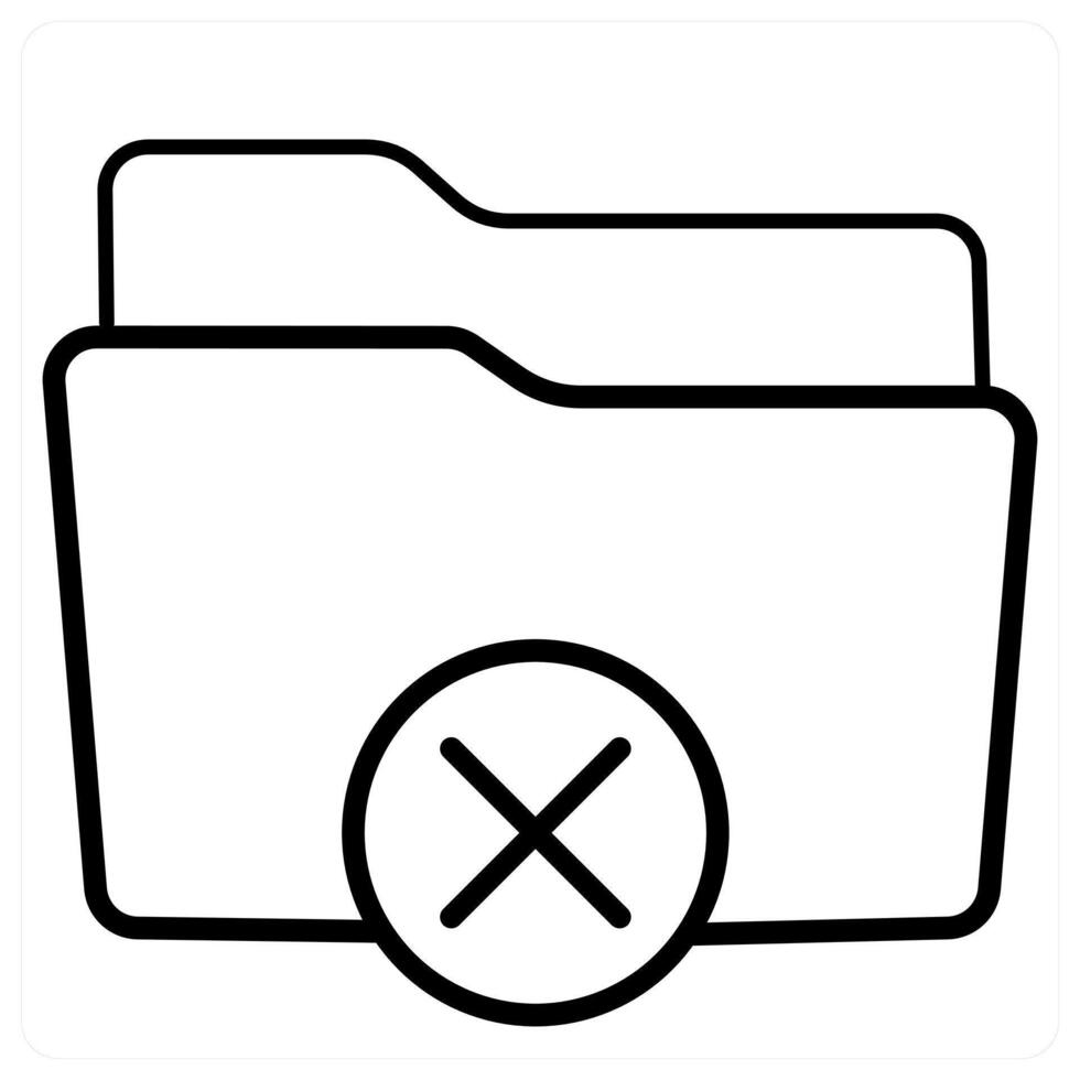 Remove Folder and trash icon concept in black line color vector