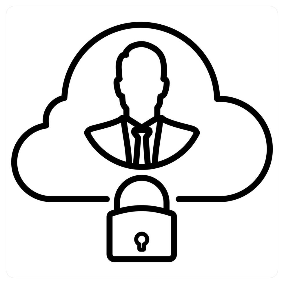 Cloud Security And Computing Icon Concept in black line color vector