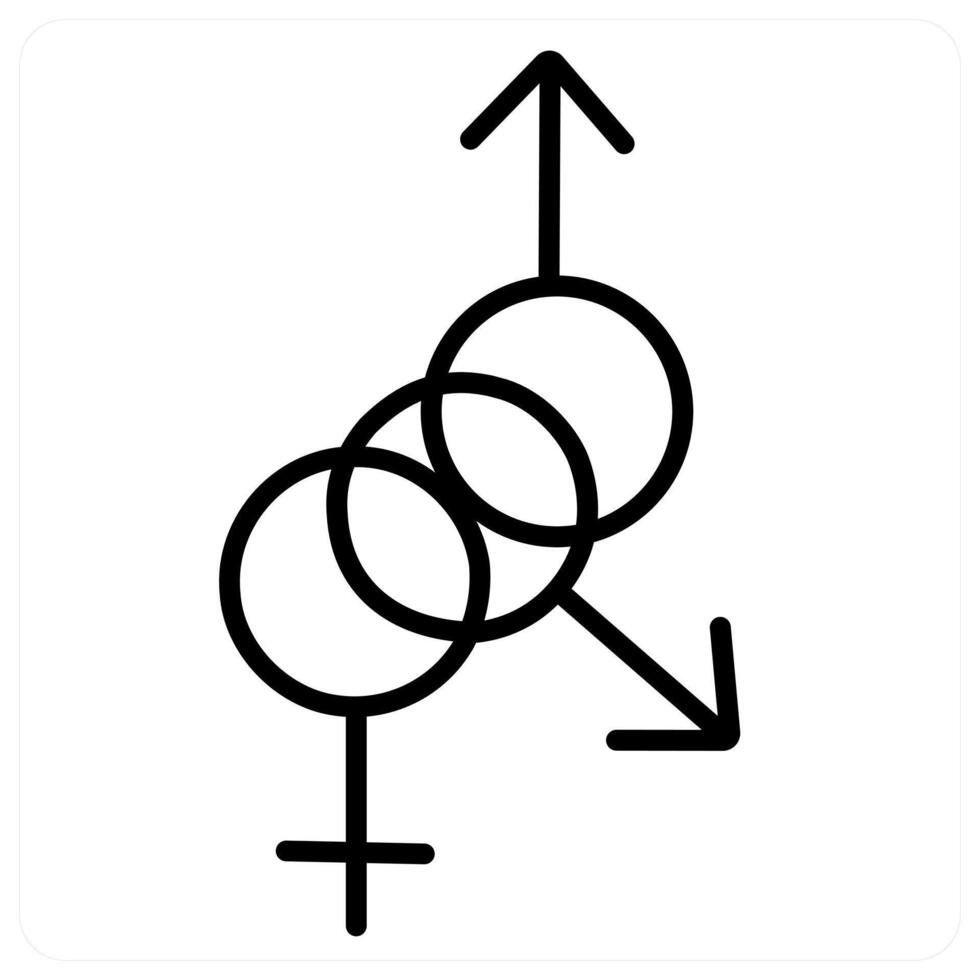gender and bisexual in black line color vector