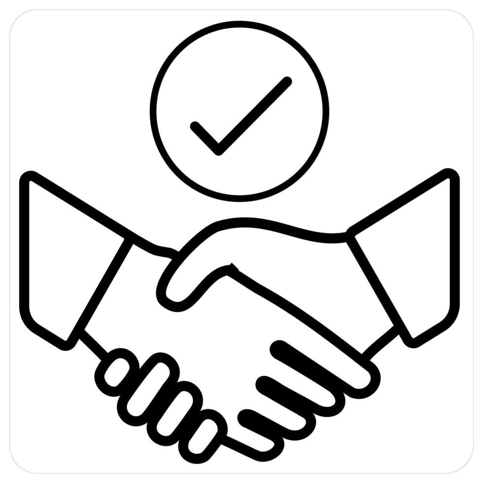Partnership icon concept in black line color vector