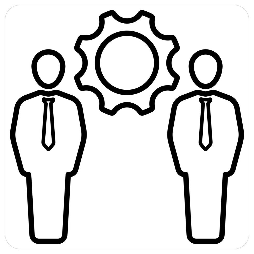 Management icon concept in black line color vector