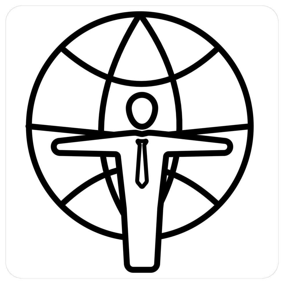 Global Business and business icon concept in black line color vector