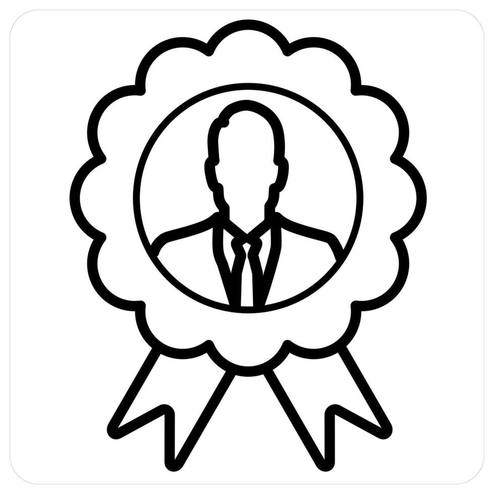 Badge icon concept in black line color vector
