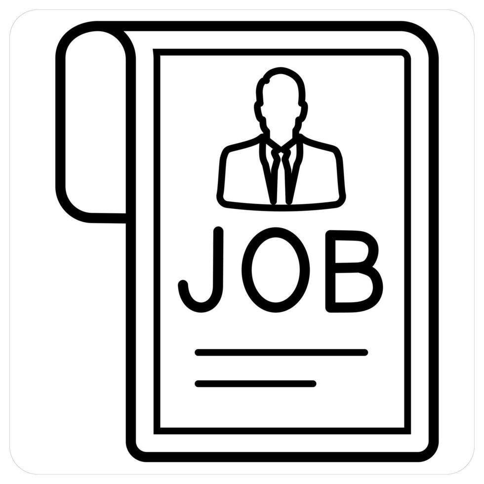 Job Profile icon concept in black line color vector