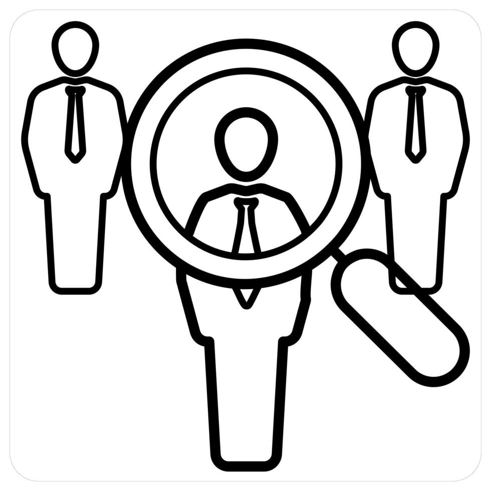 Job Hunt icon concept in black line color vector