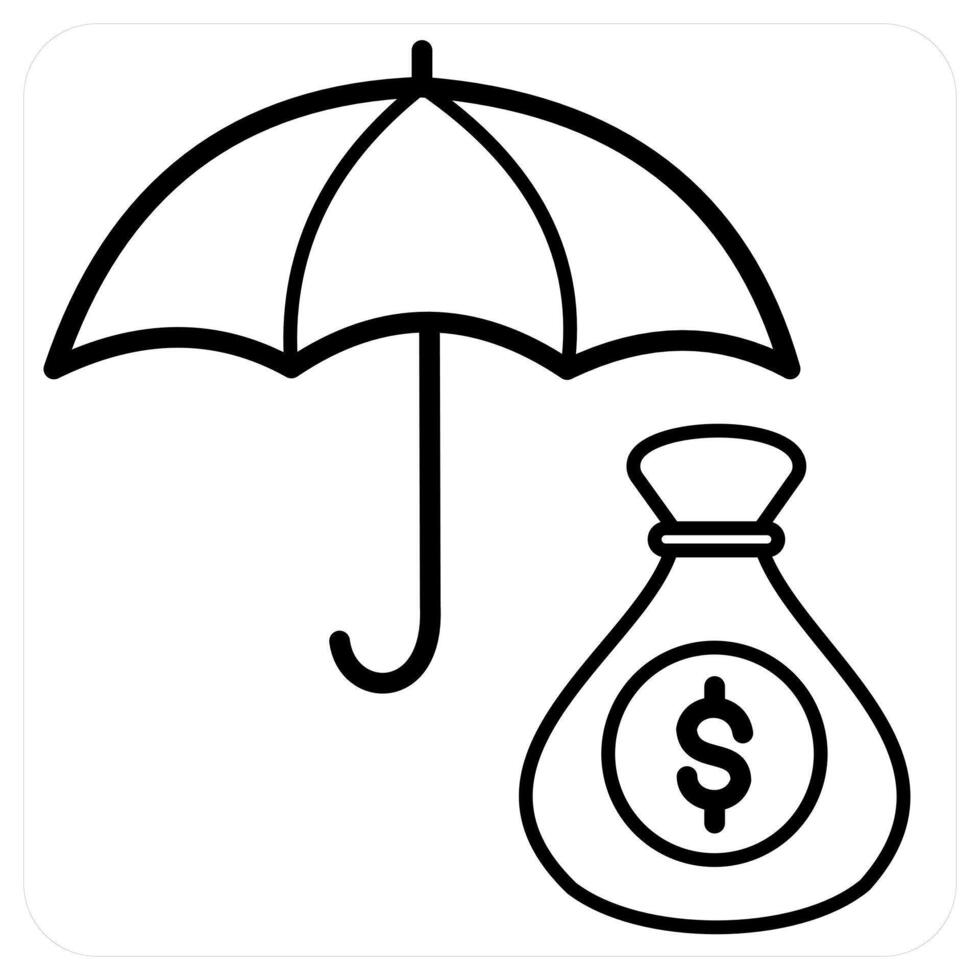 Investment Insurance in black line color vector