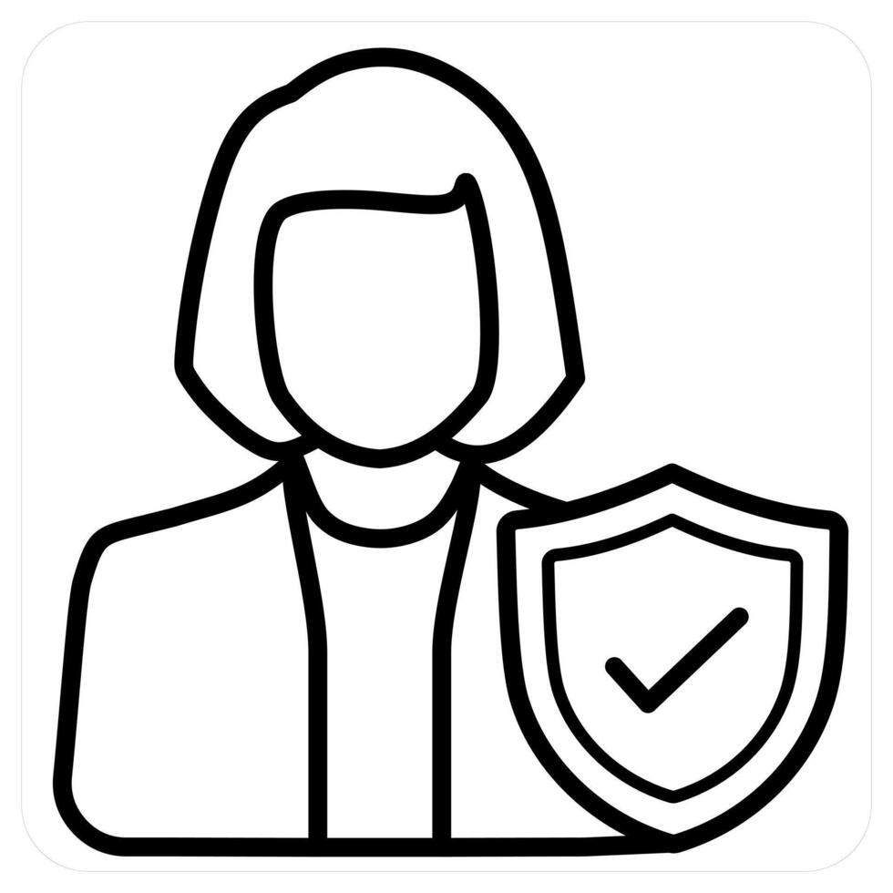 Insublack Women icon concept in black line color vector