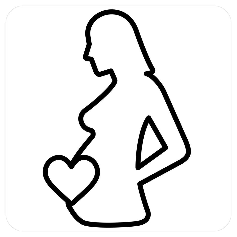 Maternity insurance icon concept in black line color vector
