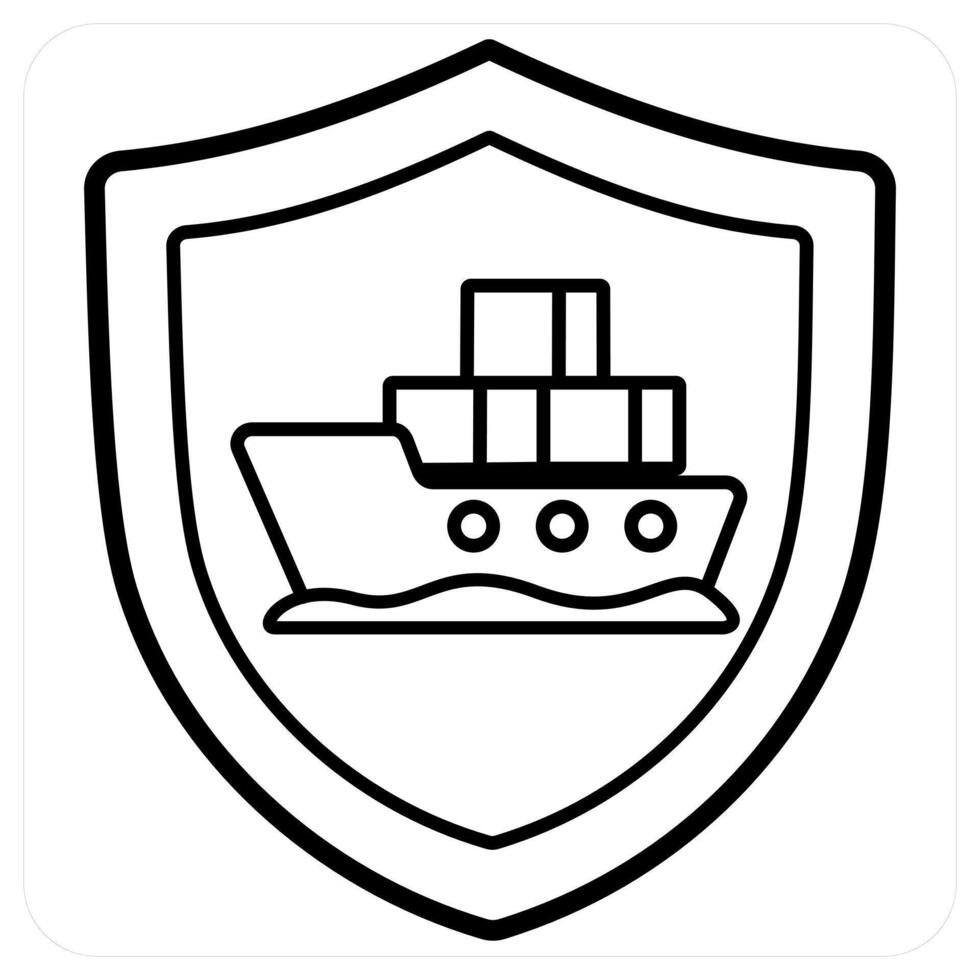 Marine Insurance icon concept in black line color vector