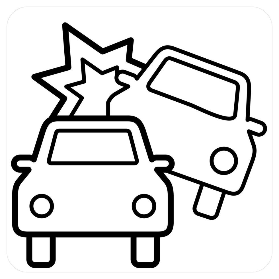 Car Accidental icon concept in black line color vector