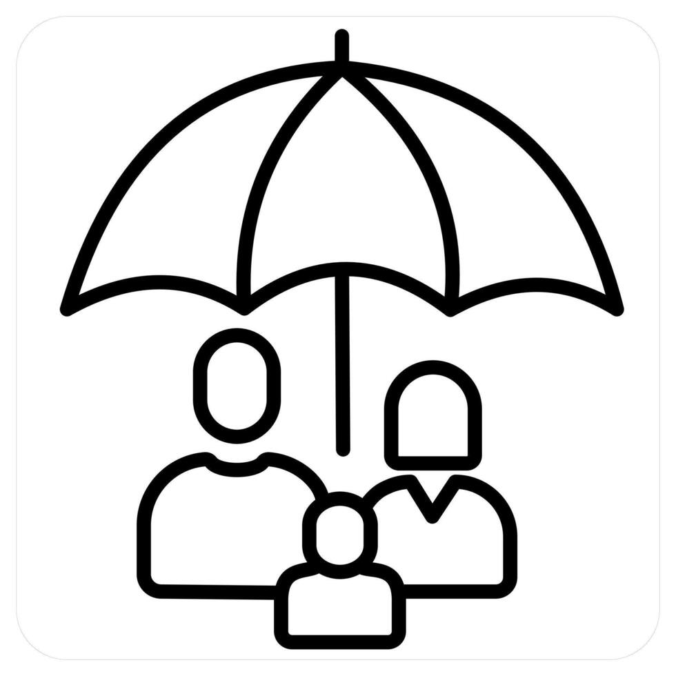 Family Insurance icon concept in black line color vector