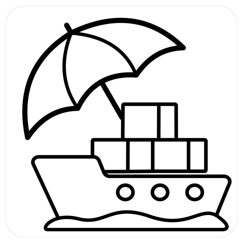 Cargo Insurance icon concept in black line color vector
