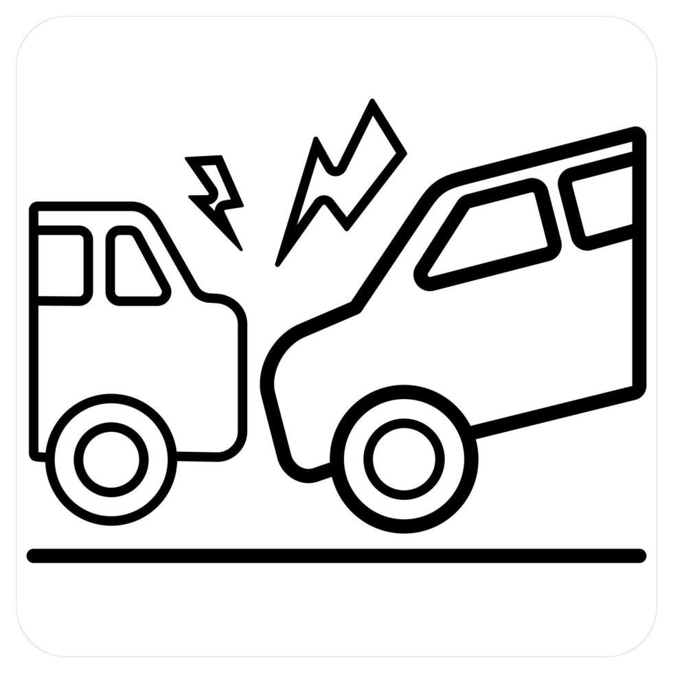 Car Accident icon concept in black line color vector