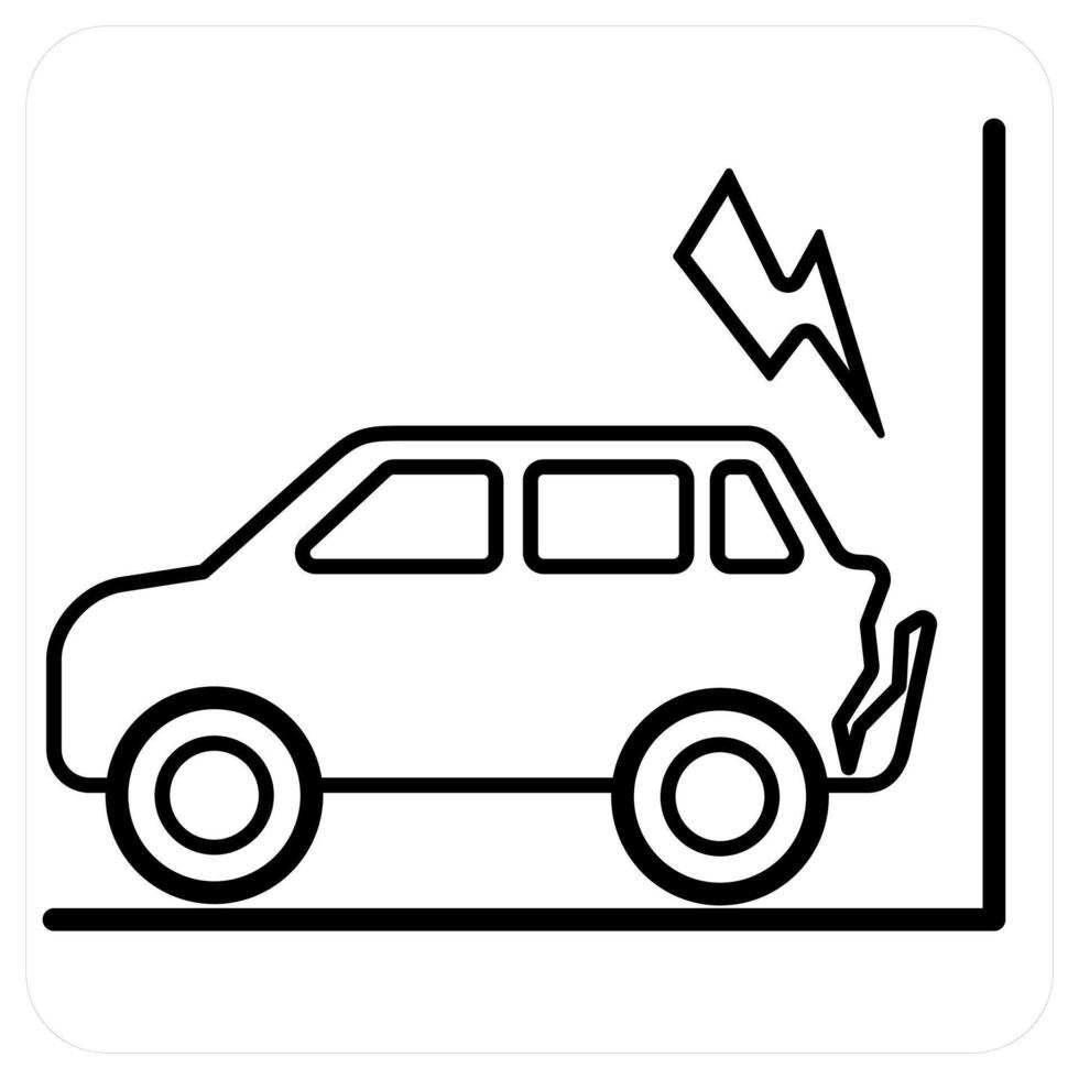 Car Accident icon in black line color vector